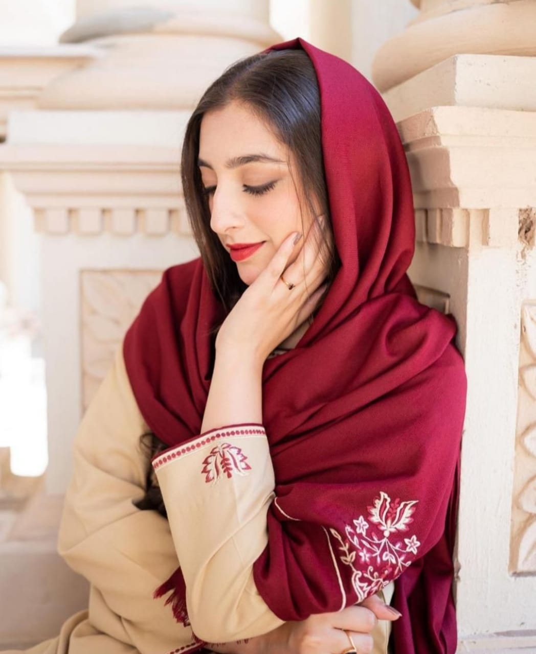 Aisling 3PC Embroidered Dhanak with Embroidered Dhanak Shawl - No-03