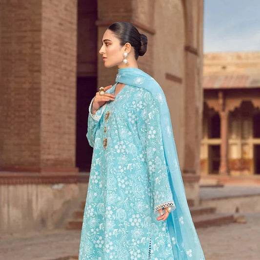 Bareeze 3PC Embroidered Lawn Suit with Embroidered chiffon Dupatta No-12