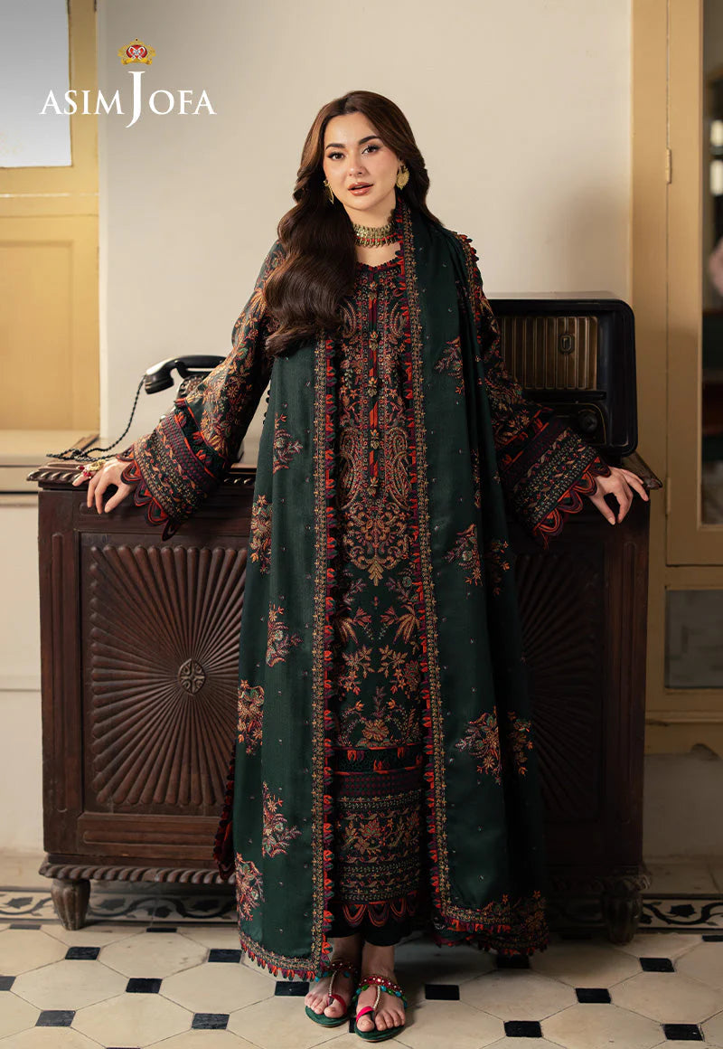 Asim Jofa Embroidered Dhanak 3pc with Embroidered Shawal No-31