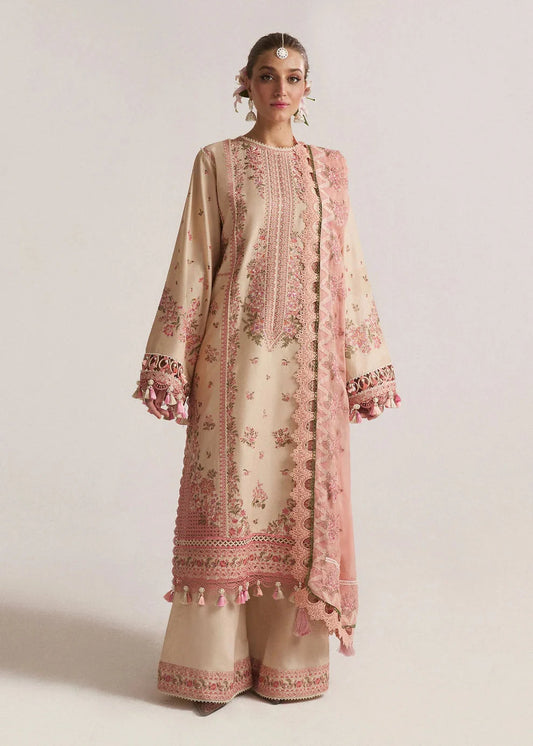 Hussain Rehar 3PC Embroidered Dhanak Suit with Printed Shawal No-30