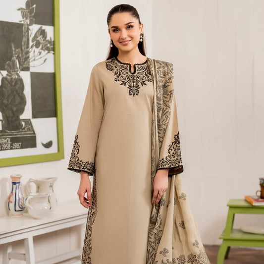 Embroidered Dhanak 3pc with Whool Shawal No-11
