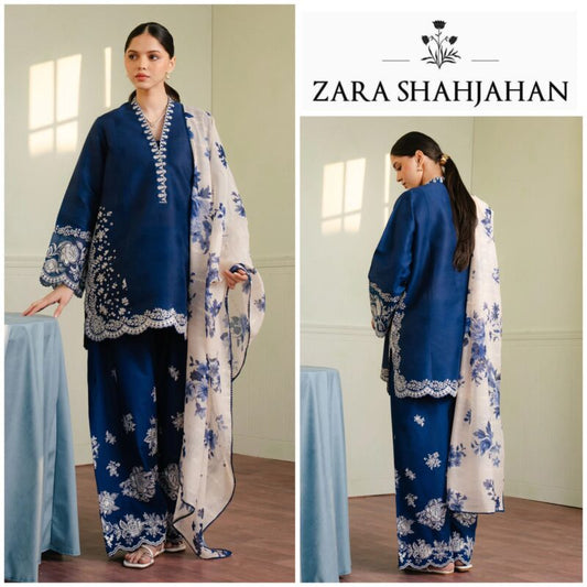 Zara Shahjahan Embroidered Dhanak 3pc with Whool Shawal No-10