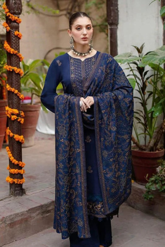Bareeze Style Dhanak Fabric Suit With Embroidered Dhanak Shawl No-14