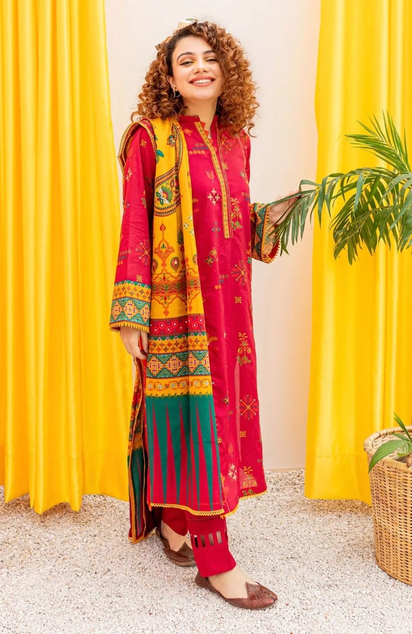 Batik BT Fully Embroidered Khaader 3Pc with whool shwal No-15
