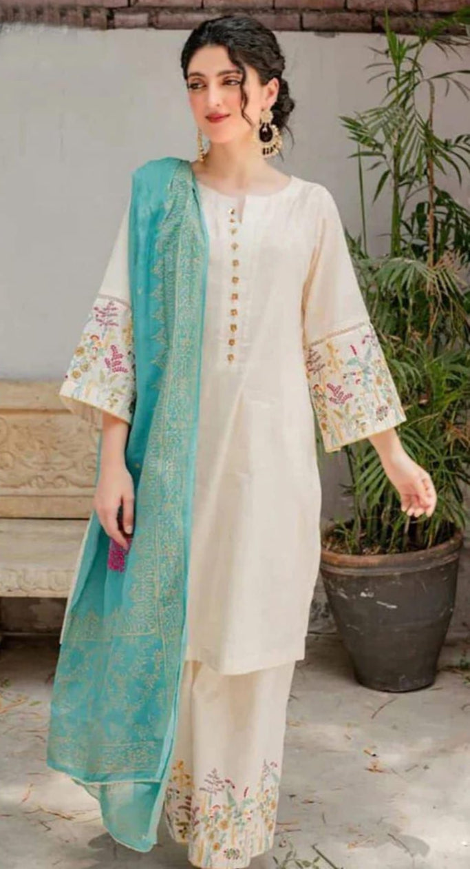 Premium Fabric Lawn Zari Dupatta Included No-24