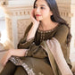 Aisling 3PC Embroidered Dhanak with Embroidered Dhanak Shawl - No-05