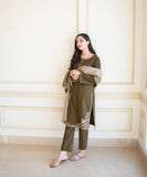 Aisling 3PC Embroidered Dhanak with Embroidered Dhanak Shawl - No-05